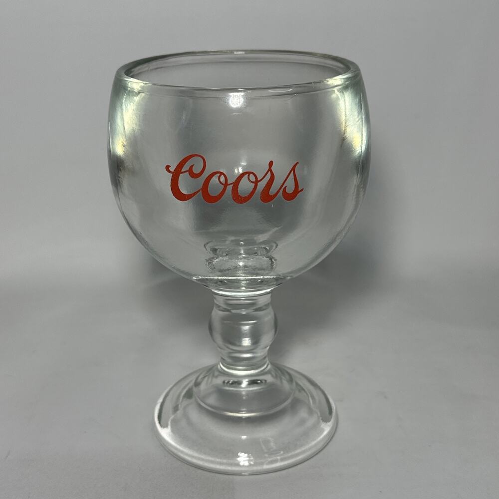 Vintage Coors Beer Heavy (2.5 Lbs) glass goblet Man Cave Barware 7.5x4.5” 16 oz